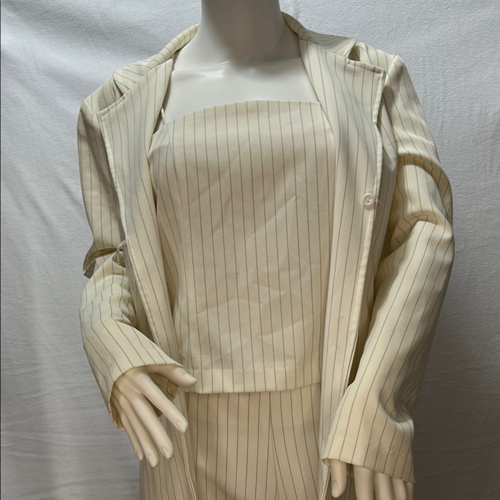 Striped Cream Women's Suit Set